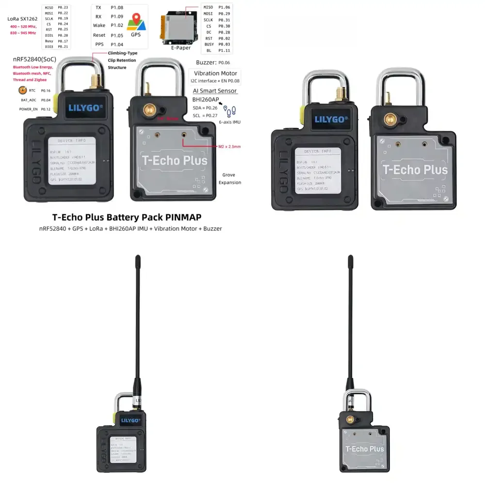 Фото Модуль беспроводной связи LILYGO T-Echo Plus NRF52840 с 1,54-дюймовым E-Paper дисплеем, модулем LoRa SX1262 для дальней связи с низким энергопотреблением, GNSS L76K и аккумулятором 2400 мАч №1