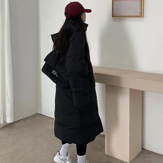 Plus Velvet Thick Thick Warm Jacket Simple Fashion Trend Solid Color Long-sleeved Casual All-match Lazy Wind Down Jacket