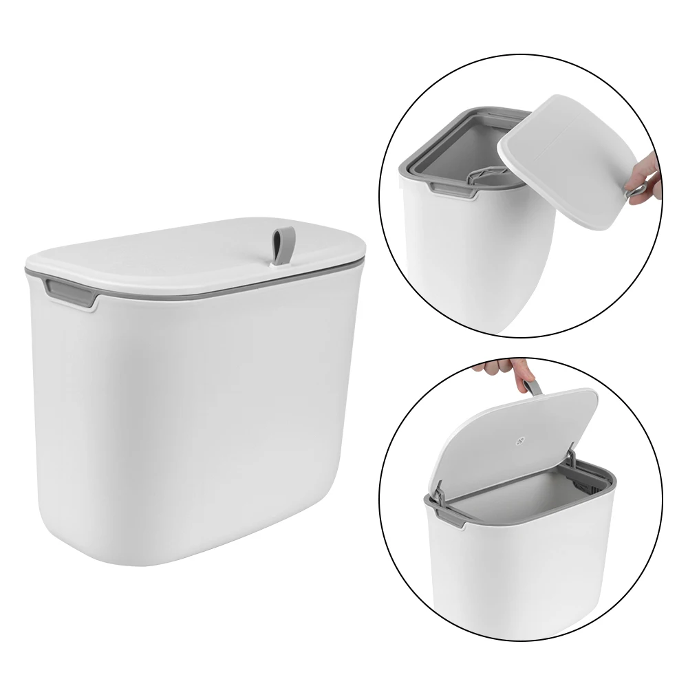 

Wall Mounted Kitchen Cabinet Door Dustbin 7L Garbage Cans For Kitchens Hanging Trashs Can With Lid Waste Bin Counter Bins