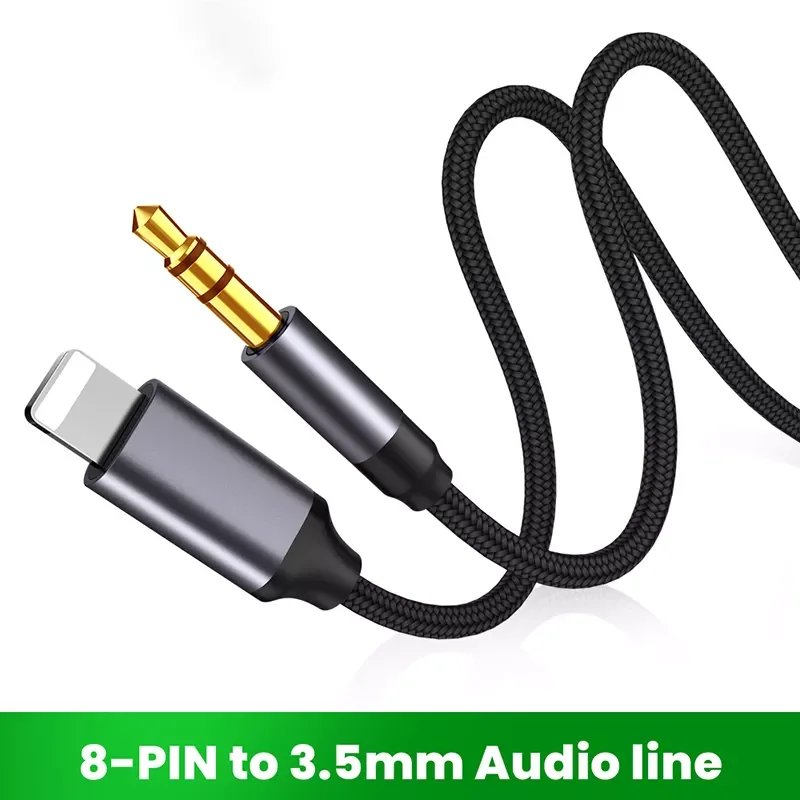 

2022 For iPhone 13/12/11 8 Pin To 3.5mm Jack Cable Lighting To AUX Headphone Adapter Audio Extension Kable Connector Splitter