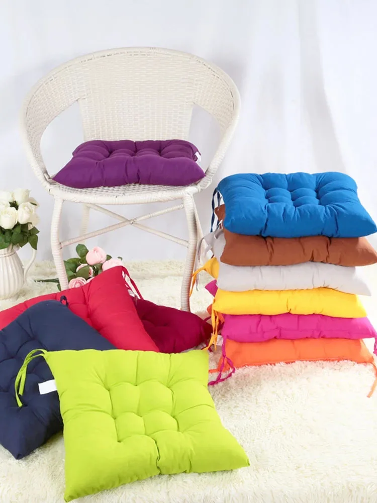 

41x41cm Square Chair Soft Pad Thicker Solid Color Seat Chair Cushion Indoor Outdoor Buttocks Cushion Household Sofa Throw Pillow
