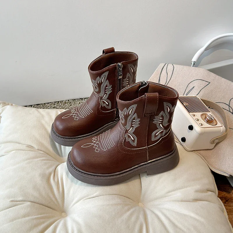 Детские осенние новые ковбойские сапоги в стиле вестерн стильные повседневные