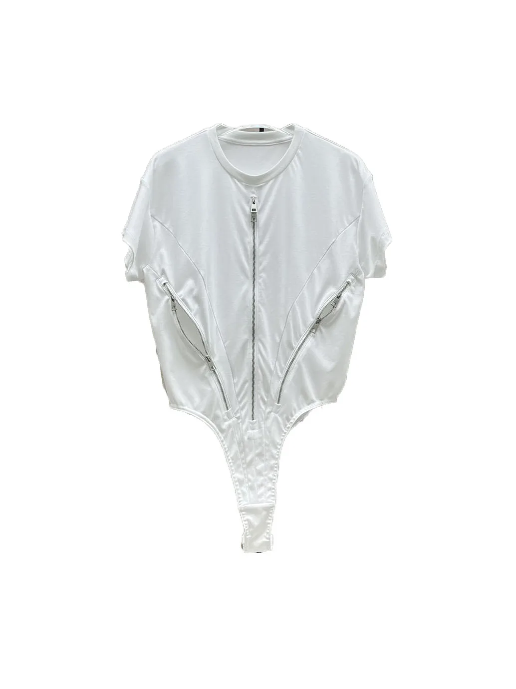 Цельный топ на молнии с коротким рукавом