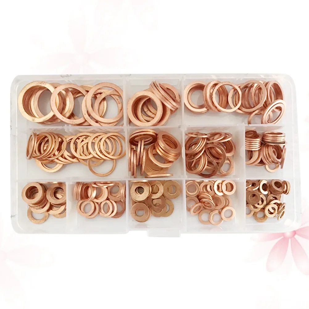 

300PCS Steel Washers Copper Washers Metal Washer Flat Washer Copper Lock Washer Copper Sealing Washers