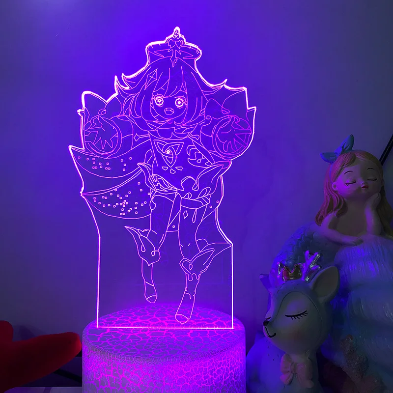

Genshin Impact 3D Illusion Lamp LED Night Light Hot Game Hu Tao Fans Kids Creative Gifts Table Decor Lamps Flash for Room