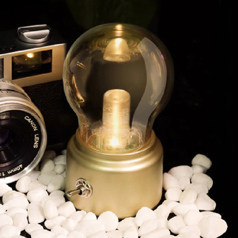 Vintage LED Bulb Night Light Retro USB Rechargeable Writing Desk Table Lamp | Lights
