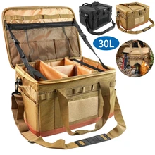 야외 캠핑 피크닉 수납 가방, 접이식 대형 수납 램프 식기 가방, 하이킹 여행 조리기구 정리함, 30L