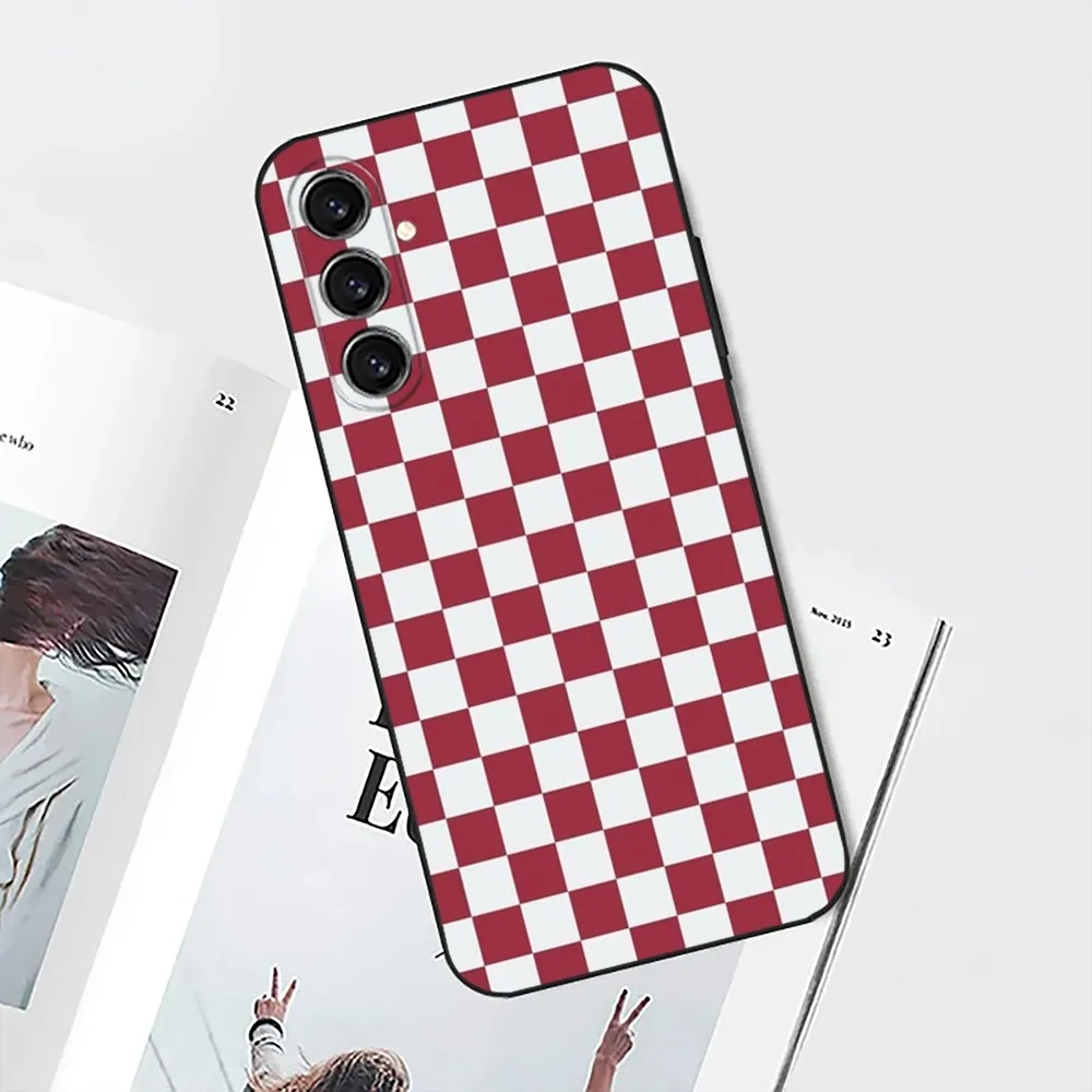 Checkerboard checked Board Phone Case For Samsung S25 S24 S21 S22 S23 S30 Ultra S20 Plus Fe Lite Note 10 9 5G Black Soft Shell