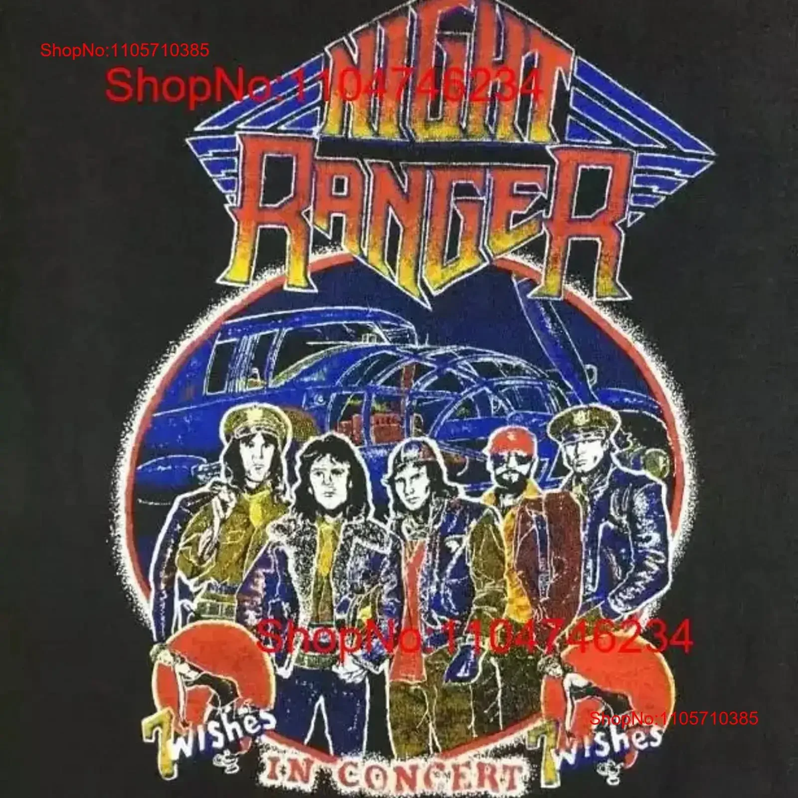 Фото Футболка Night Ranger in Concert: Классическая, модная, новая, винтажная, с эффектом потертости, эластичная, для повседневной носки, мягкая, винтажная. №1