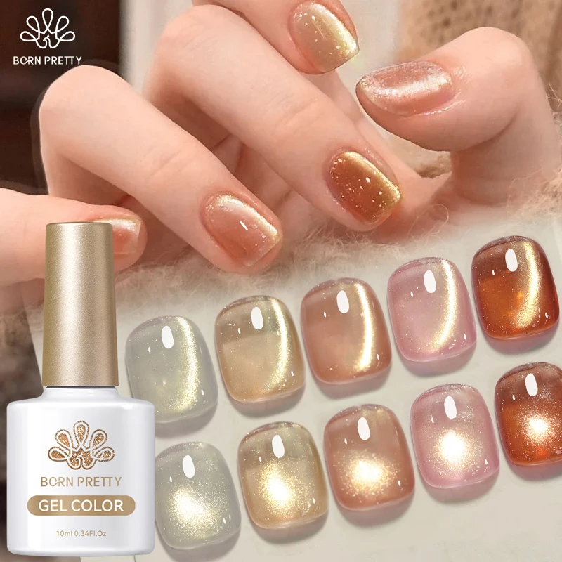 BORN PRETTY 10ml Pink Gold Cat Magnetic Gel Nail Polish for Christmas Nails Design Varnis Semi Permanent Crystal