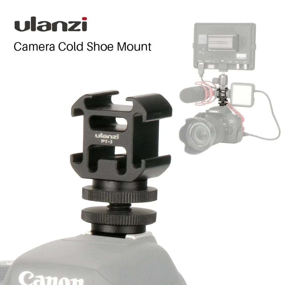 

Ulanzi PT-3S Triple 3 Cold Shoe Mount On Camera Shoe Mount Support BY-MM1 Microphone Video LED Light for DSLR Nikon Canon