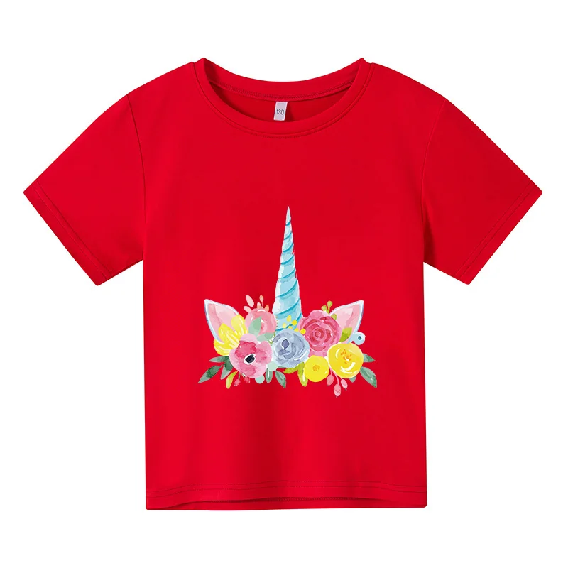 

Летняя футболка с единорогом, шорты для мальчиков и девочек, уличная Футболка с принтом, милая футболка для девочек, шорты, костюм из двух пр...