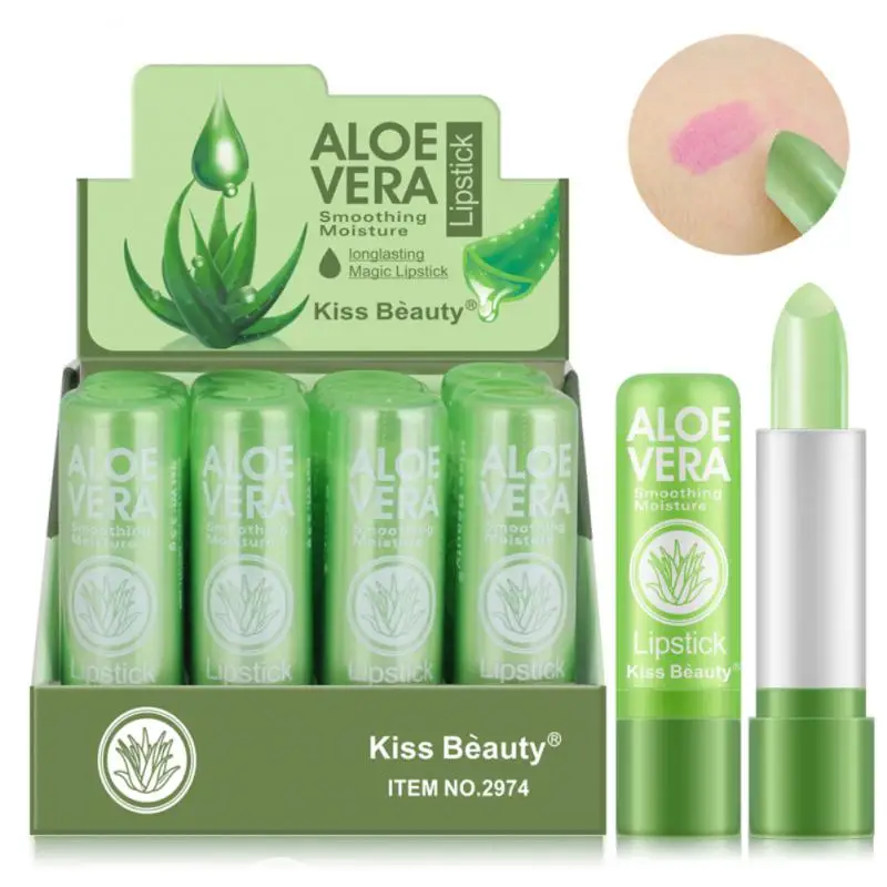 

1pcs Aloe Vera Lipstick Color Changing Lip Balm Long Lasting Moisturizing Waterproof Temperature Change Lip Balm Women Fashion