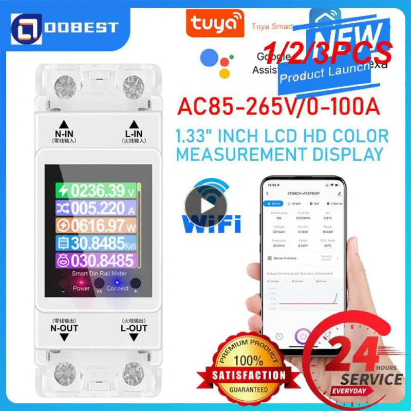 

1/2/3PCS AC110V 220V 100A Tuya Smart Life WiFi Din Rail Remote Control Monitor Kwh Electricity Power Energy Meter 50/60Hz With
