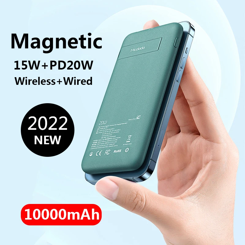 

2022 NEW 10000mAh Magnetic Portable Wireless Fast Charging Power Bank For iPhone 12 13 Pro Max 15W Mobile Phone External Battery
