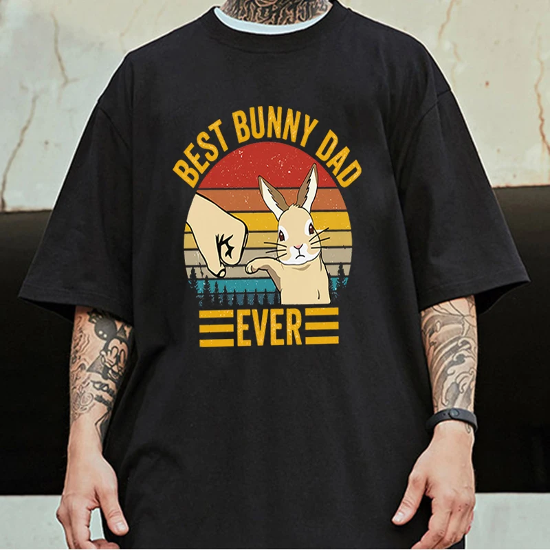 

Футболка BEST BUNNY DAD с принтом, Повседневная футболка с коротким рукавом, уличная одежда, крутая простая модная мужская одежда с круглым вырезо...