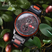 bobo bird 2022 new mens watch stylish wood stainless steel combined quartz watches casual wristwatch dropshipping logo custom