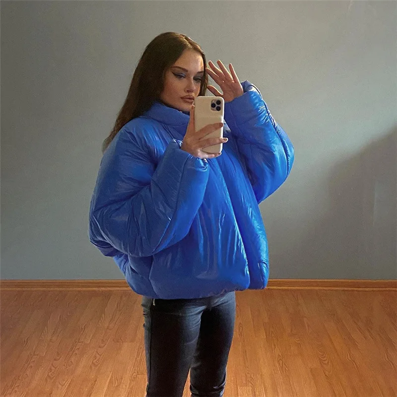 Winter Black Bubble Coats Women 2022 Fashion Zipper Scarf Collar Puffer Short Jackets High Street Outwear Casual Parka