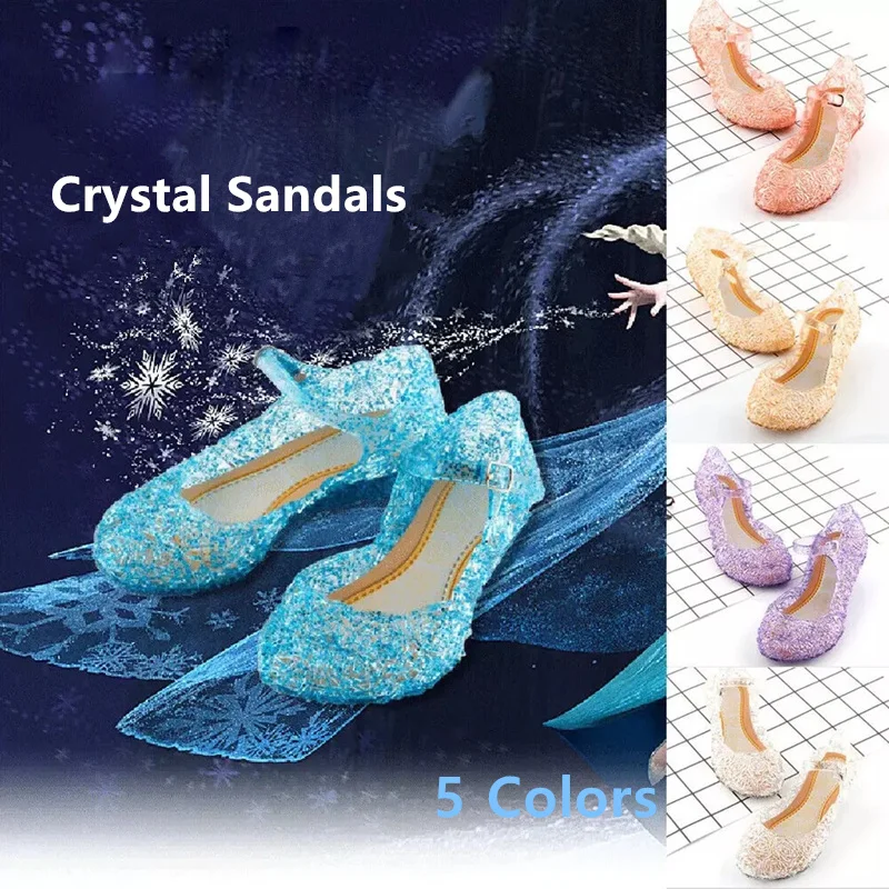 Elsa Princess Crystal Shoes for Girls 2023 New Fashion Kids Birthday Casual Sandals Shoes Baby Wedding Party Shoes