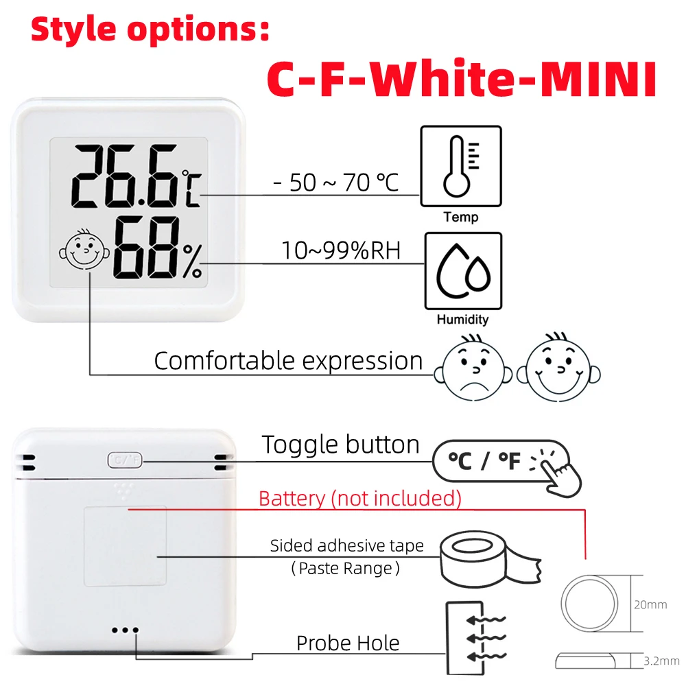 Цифровой мини-термометр-Гигрометр с ЖК-дисплеем