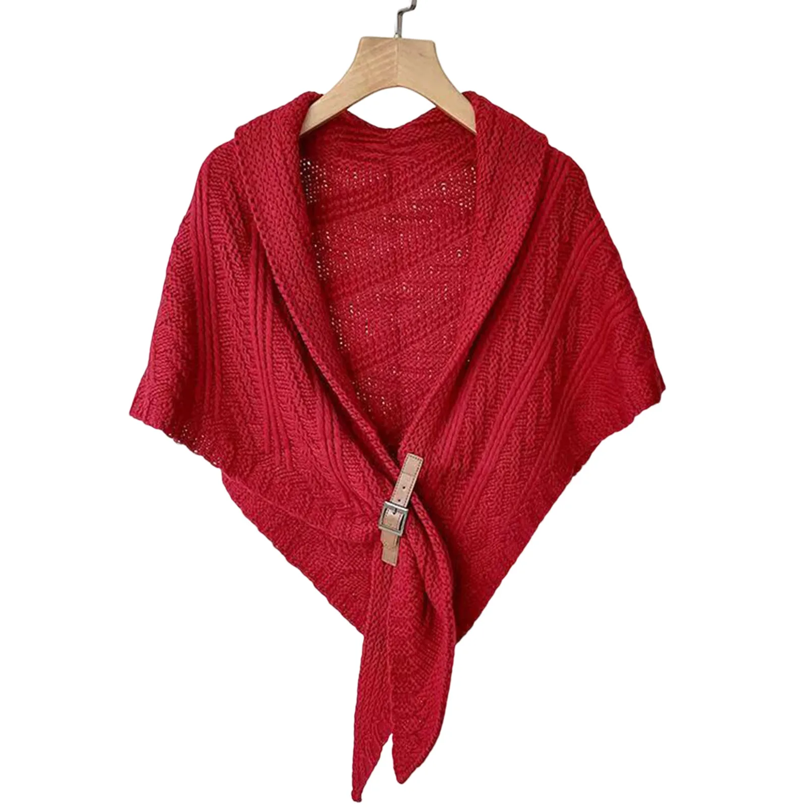 

Women's Shawls and Wraps Knitted Shrug Sweater with PU Tie Belt Triangle Design Gift for Girls or Ladies Newly