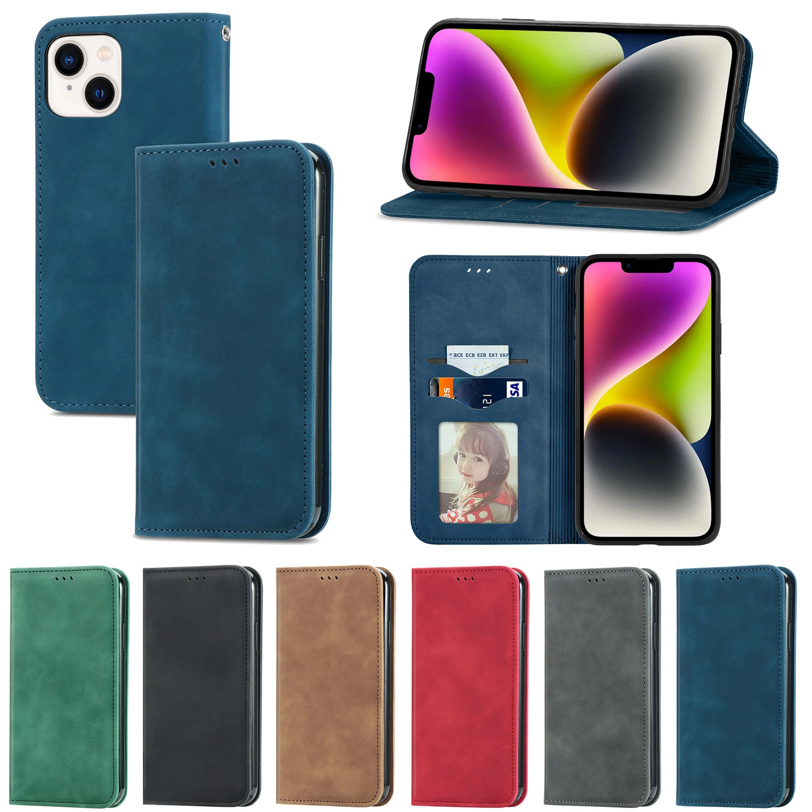 

Luxury Leather Flip Magnetic Case For ZTE Blade A32 V40 Pro A72 Axon 30S Nokia C31 G60 X30 G11 Plus Wallet Card Phone Cover