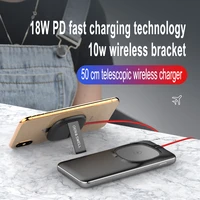 10000mah power bank 18w pd fast charging portable battery charger poverbank for iphone xiaomi huawei built in adjustable cables
