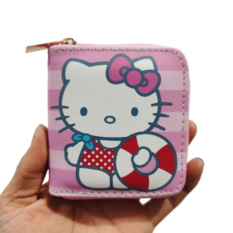 Sanrio кошелек Hello Kitty с мультяшным аниме принтом короткий для девочек милый монет