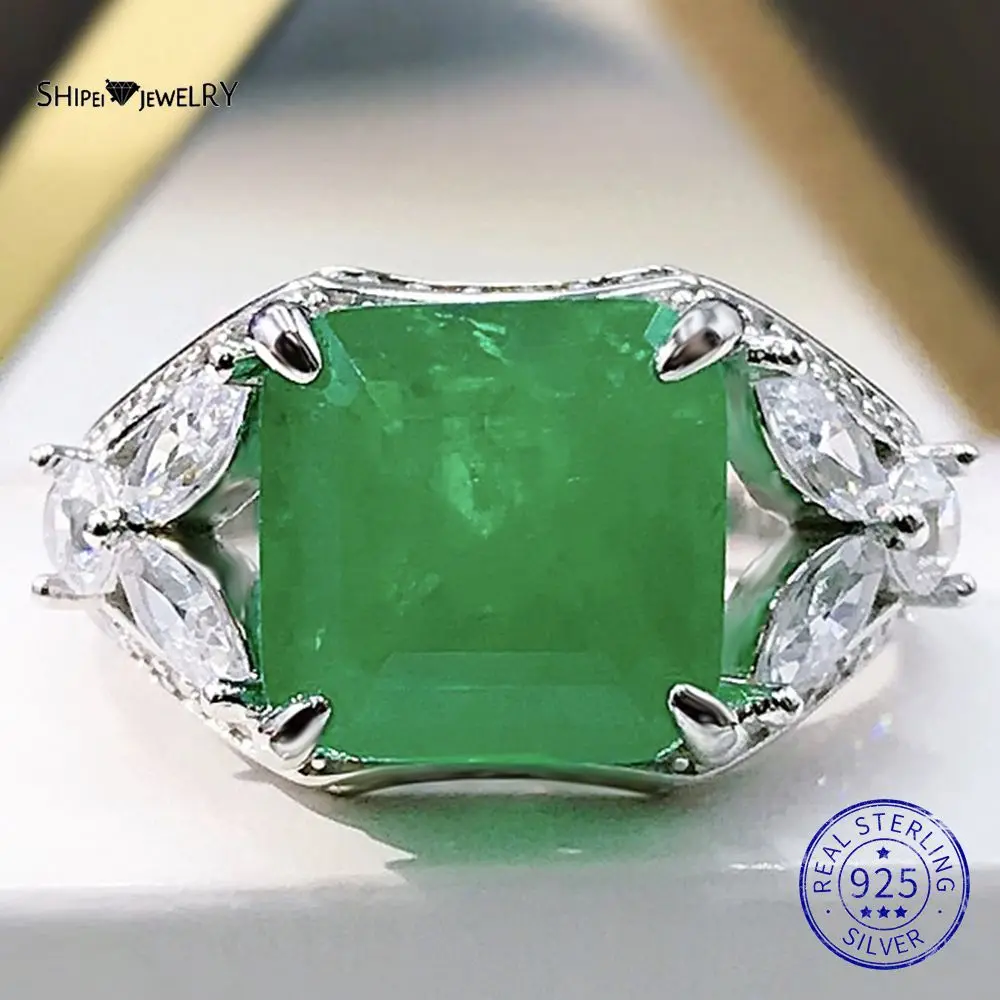 

Женское вечерние ЦО из серебра 925 пробы, с изумрудом, 10 х10 мм