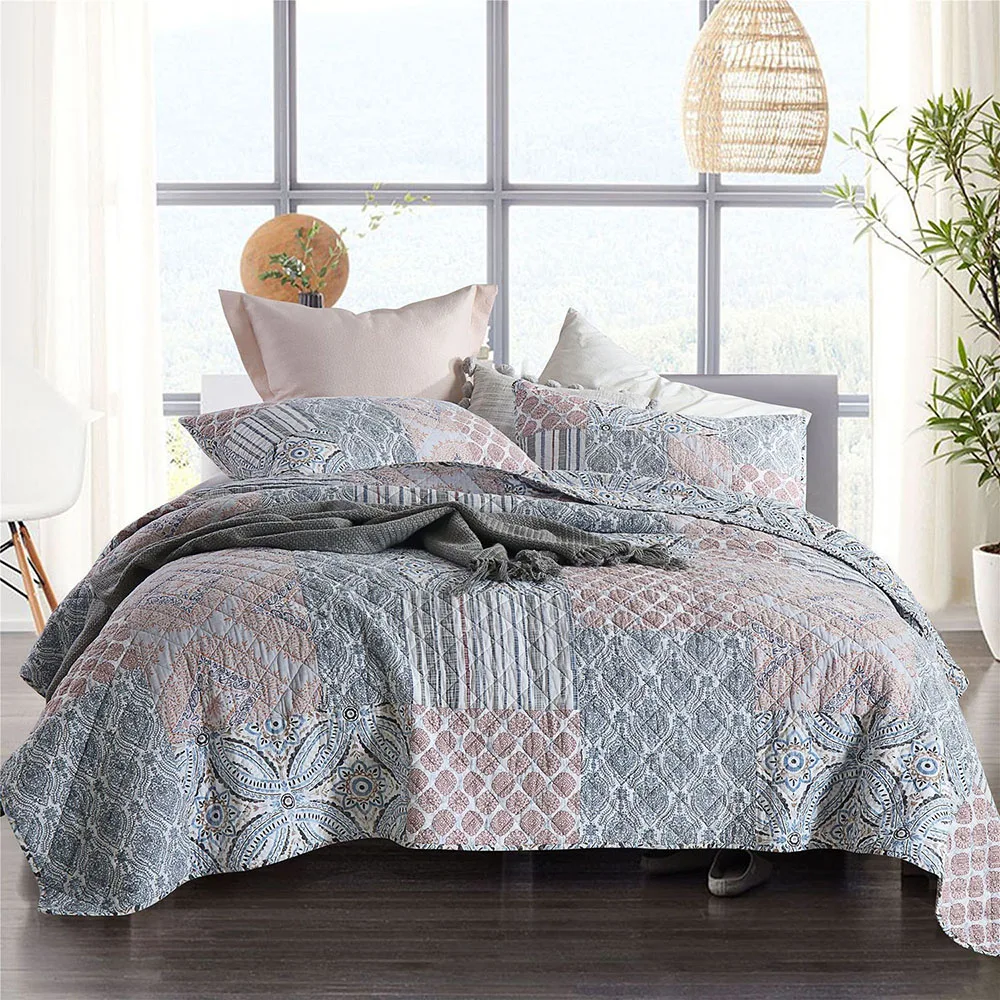 Комплект хлопкового одеяла CHAUSUB настоящее лоскутное покрывало на кровать 3 шт.
