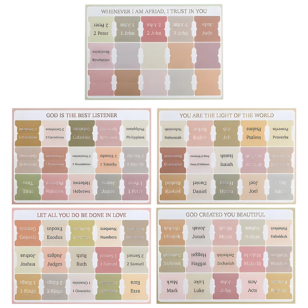 

5 Sheets of Bible Index Tabs Paper Bible Tabs Bible Study Tabs Bible Books Tabs for Men