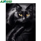 AZQSD Рисование по номерам на холсте, Черный кот, краска по номерам, животное, масляная краска для дома, рисование, холст, украшение для стен
