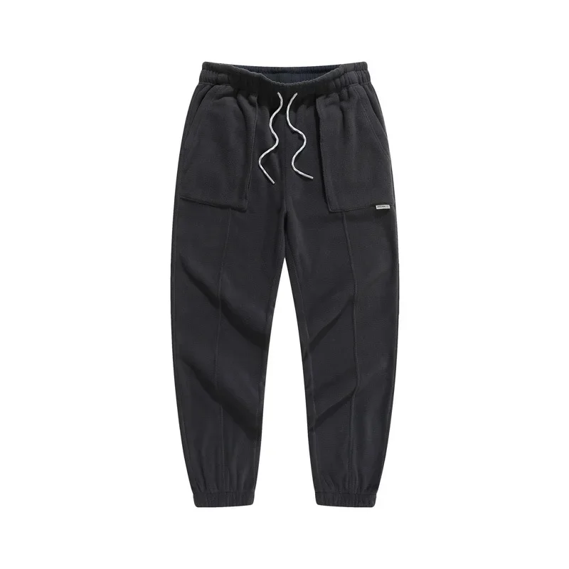 Мужские повседневные брюки новый зимний стиль теплые двусторонние флисовые и