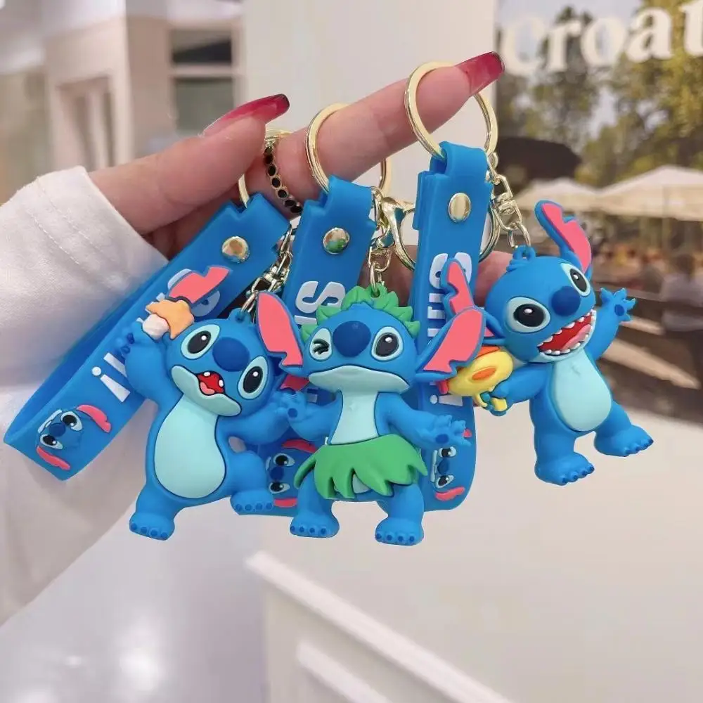 

Anime Mickey Mouse Minnie Keychain Cartoon Lilo & Stitch Cute Doll Keyring Ornament Key Chain Car Pendant Kid Toys Birthday Gift