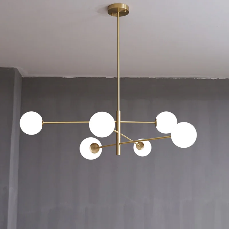 Nordic Modern Glass Brass Chandelier Fixtures Home Decor Liv
