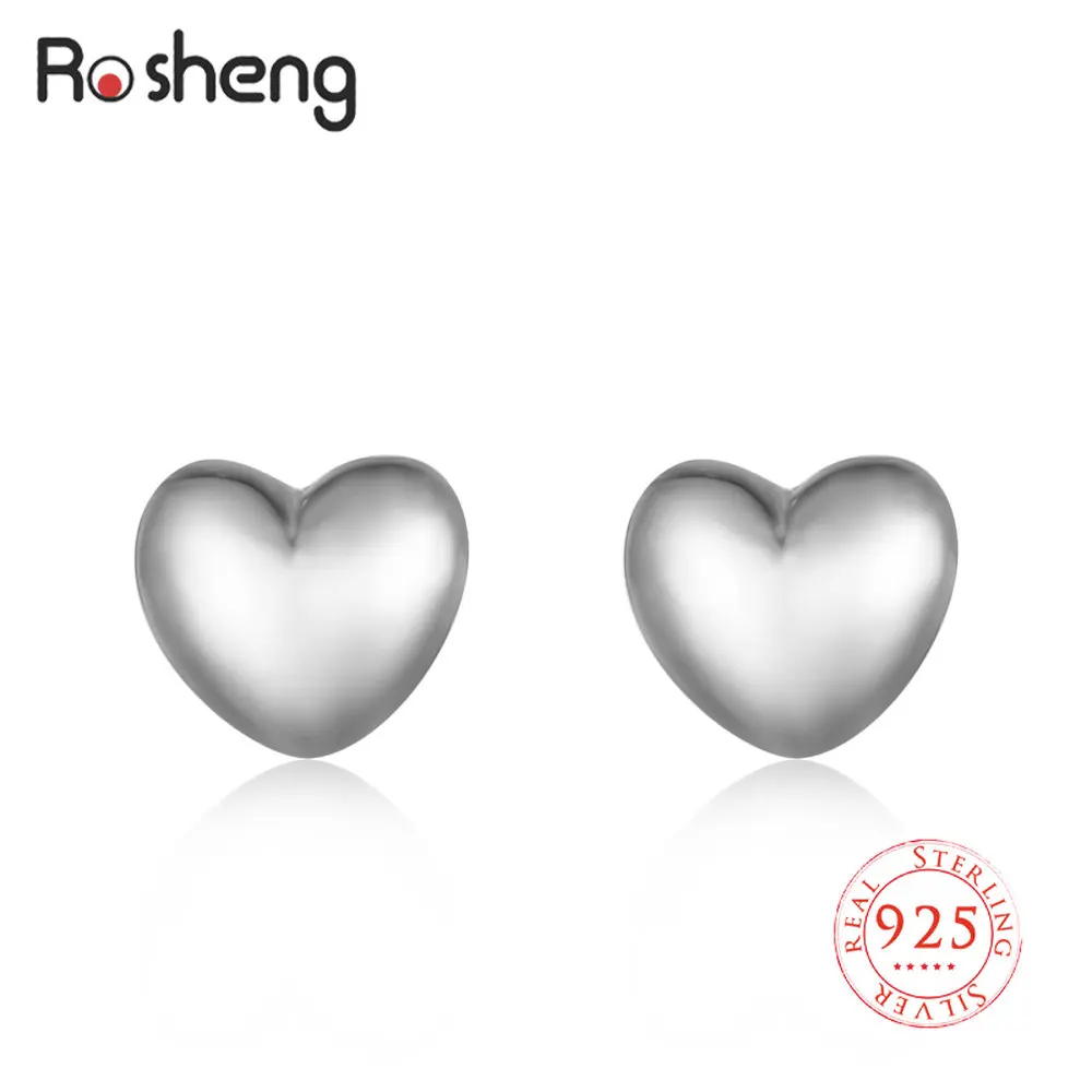 

100% 925 Sterling Silver Lovely Heart Piercing Stud Earrings for Women Children Baby Girls Kids Mini Minimalist Jewelry