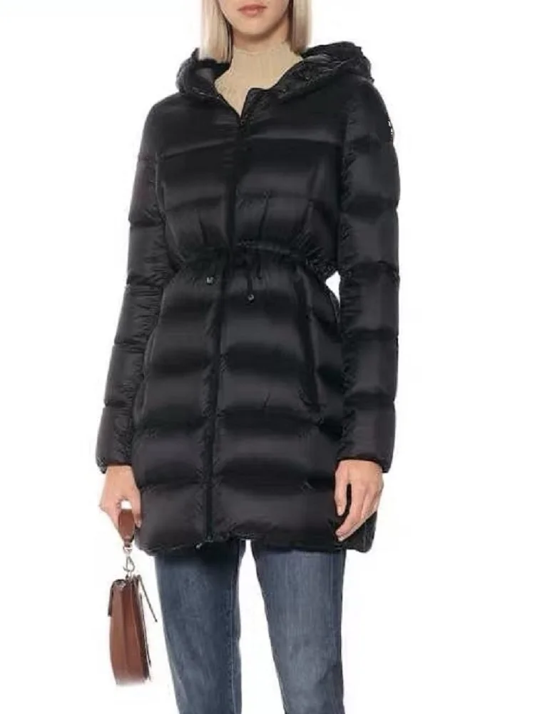 

2023 winter women's jacket satin thick warm casual women's long down jacket y2k clothes new fashion belt hooded coat bra