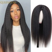 yaki straight womens wigs natural color kinky straight synthetic hair wig female 30inch long glueless middle part afro hair wig