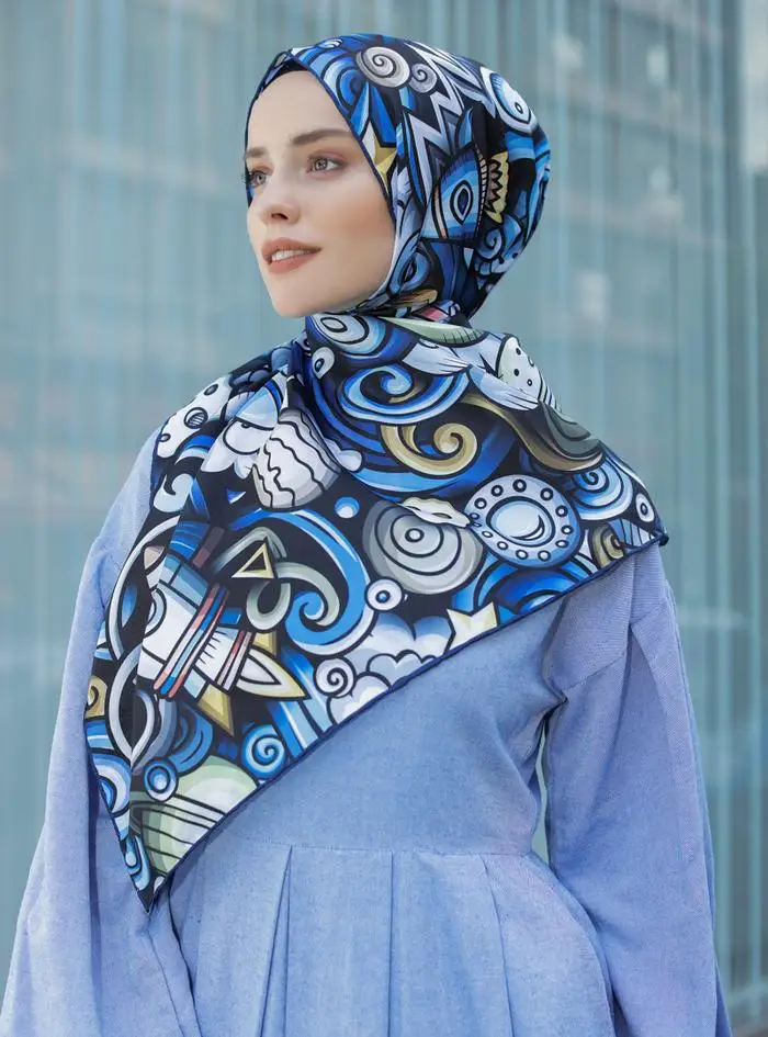 

Женский хиджаб, сплетенный шарф, платок GALAKSİ