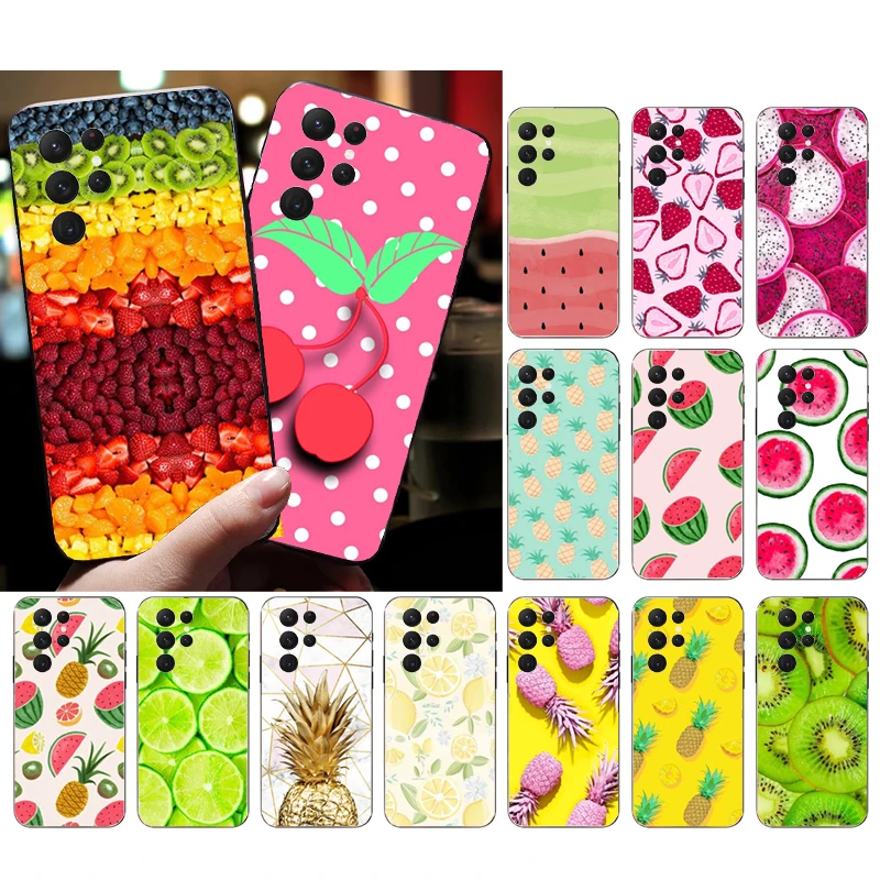 

Case for Samsung Galaxy S23 S22 S21 S20 Ultra S20 S22 S21 S10E S20FE Note 10Plus 20 Ultra Fruit Pineapple Watermelon Strawberry