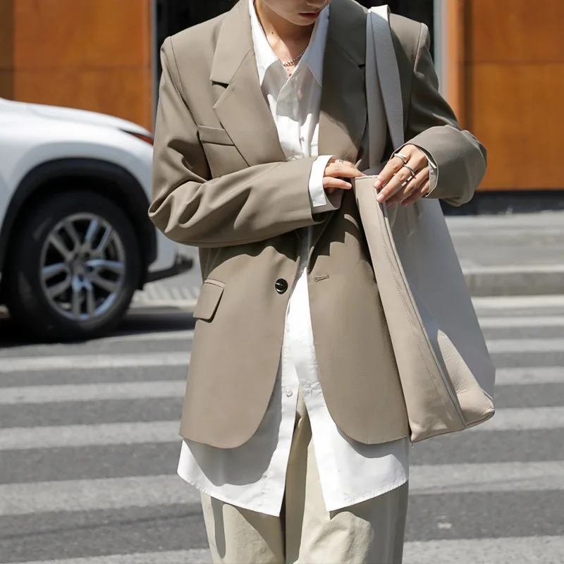 

Блейзер Женский однотонный на одной пуговице, Модный шикарный офисный винтажный пиджак цвета хаки в английском стиле, весна-осень 2021