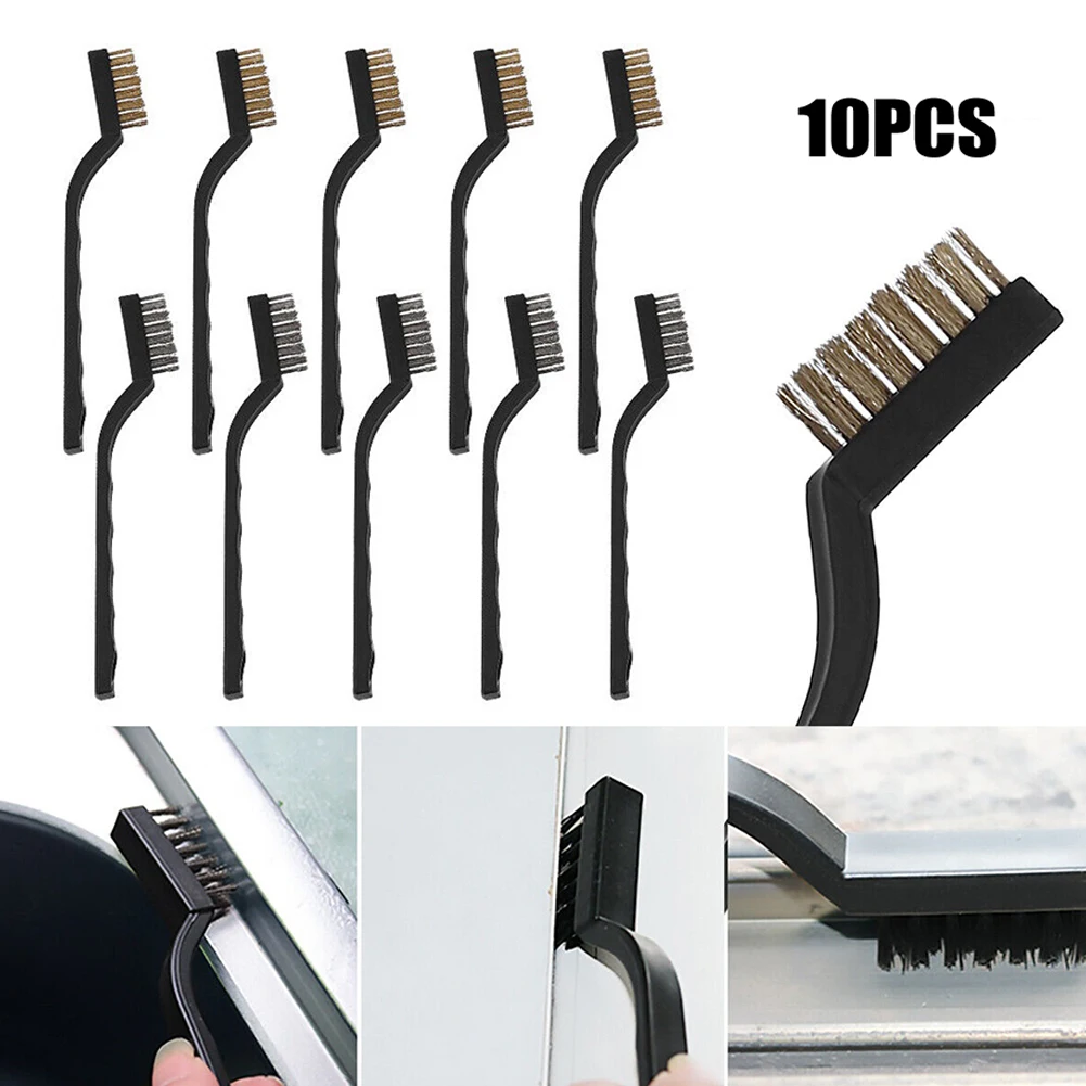 

10pcs Stainless Steel Brass Brushes Set Paint Rust Remover Cleaning Polishing Metal Brushes For Industrial Devices Surface Clean