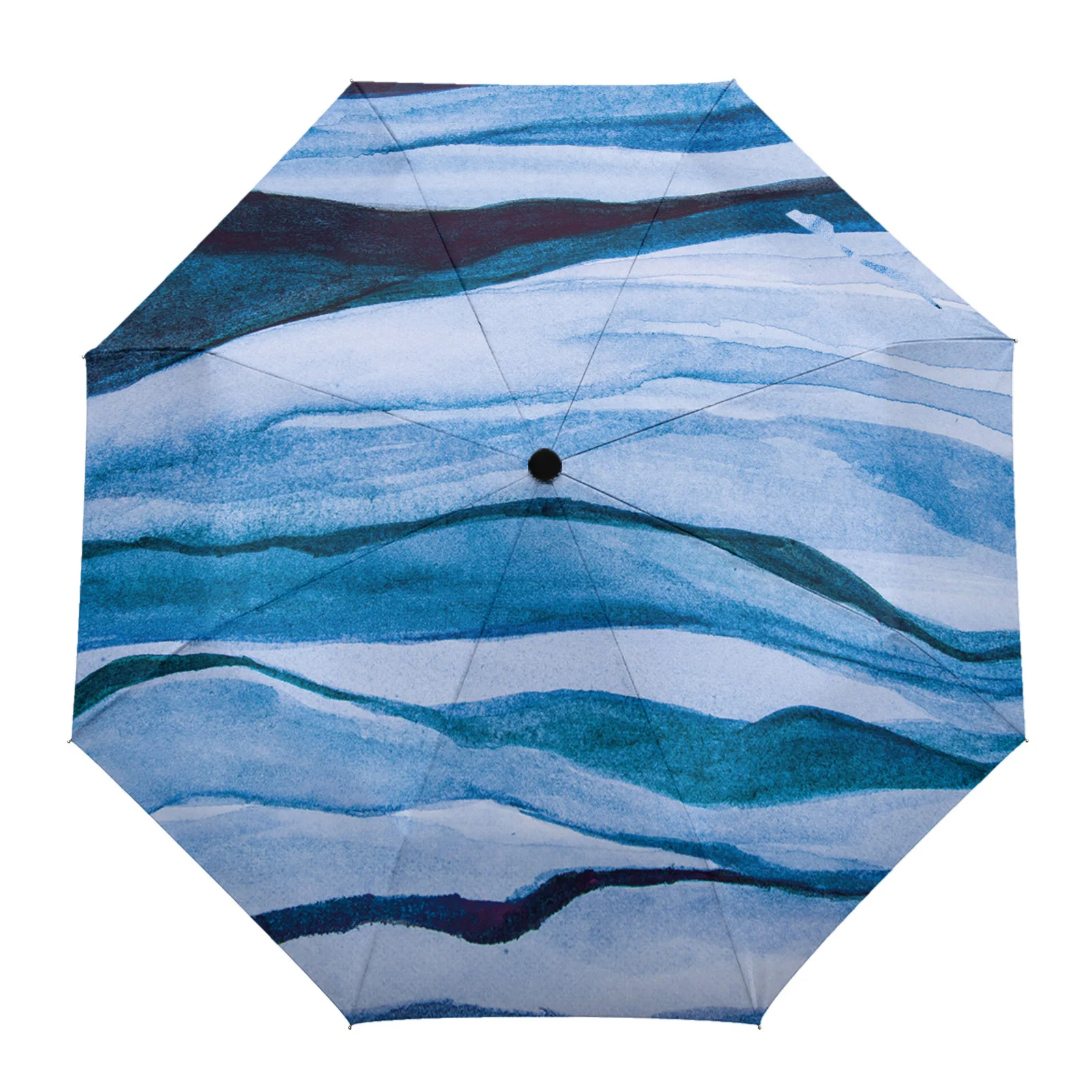 

Abstract Blue Watercolor Paint Summer Umbrella for Travel Outdoor Male Female Rain Umbrella Fully-automatic Printed Umbrella