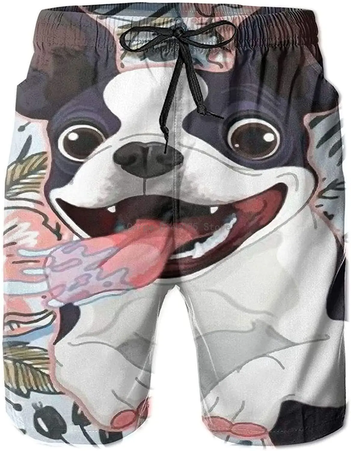 

Boston Terrier Dog Men's Swim Trunks Quick Dry Swimwear Bathing Suits Beach Shorts with Pockets