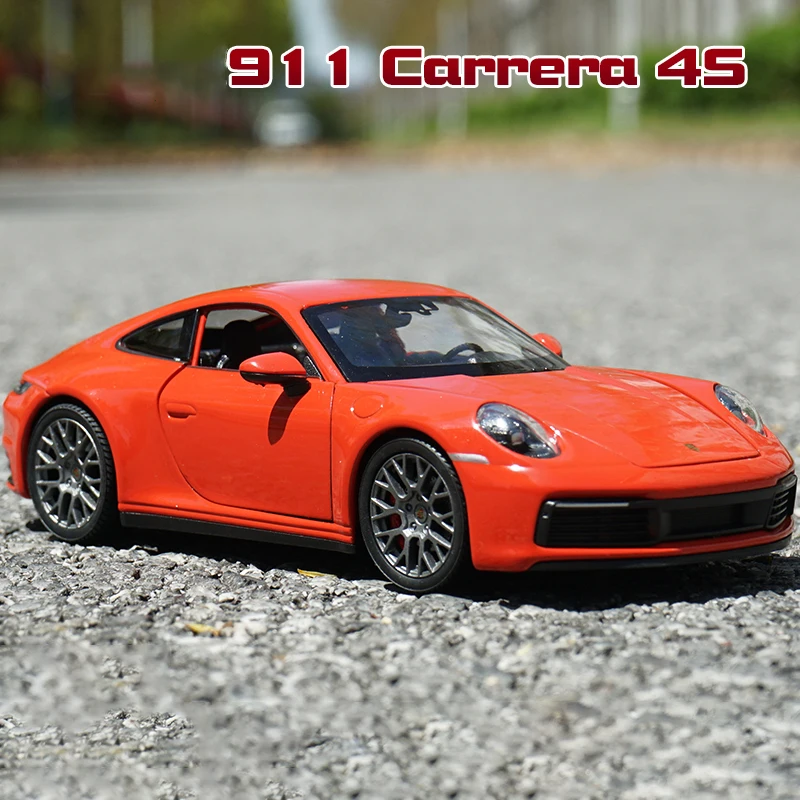 

Модель автомобиля WELLY 1:24 Porsche 911 Carrera, модель из металлического сплава, литой и игрушечный автомобиль, миниатюрная модель автомобиля, игрушки