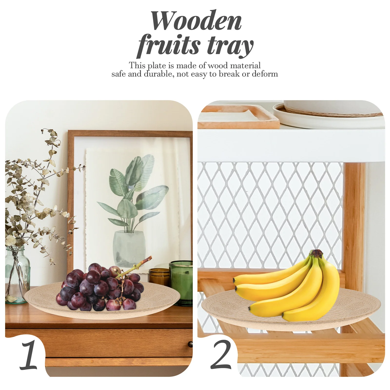 

Tray Wooden Wood Plates Serving Snack Trays Plate Fruittableware Kitchen Appetizer Dinner Coffee Platter Utensil Storage Dry