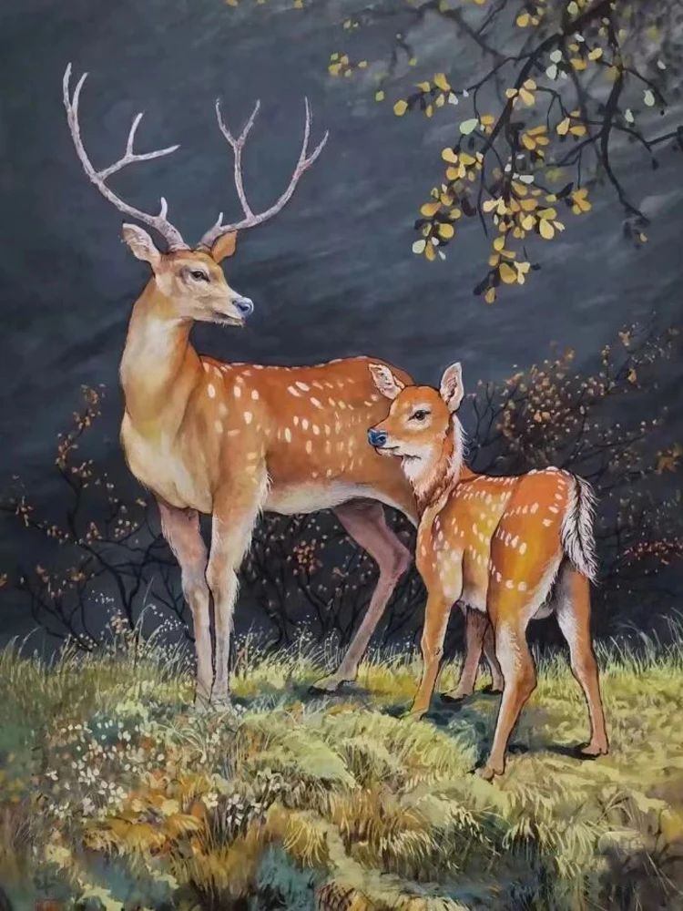 

5D living room is full of diamond paintings elk animals are pasted and the living room is decorated with Diamond Cross Stitch