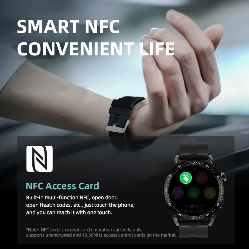 Смарт-часы мужские NFC Smart Watch Bluetooth беспроводное зарядное устройство голосовой