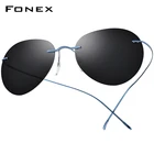 FONEX Солнцезащитные очки-авиаторы мужские, титановые ультралегкие корейские, без винтов, без оправы, поляризационные, F85695