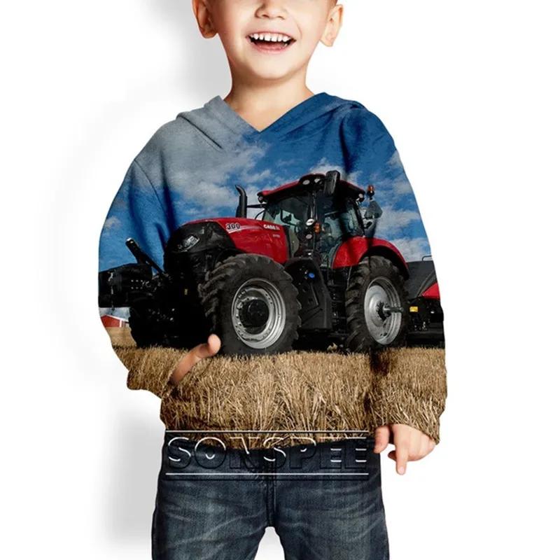 

Boys Girls 3D Print Hooded Pullover Rock Women Men Punk Tractor Anime Kids Car Sweatshirts Children Harajuku Truck Hoody Hoodies